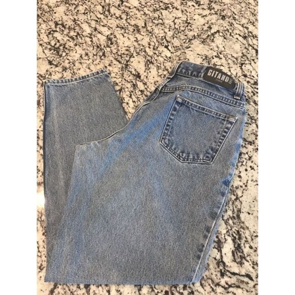 Vintage 90's Gitano Womens 14 Petite Blue Acid Wash High Waist‎ mom Jeans denim